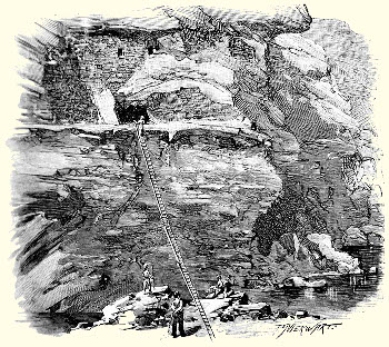 Ascensin a la cueva de Ana Viciosa (Tenzar, Lanzarote) en Cinq annes de sjour aux iles Canaries de Rene Verneau, 1891