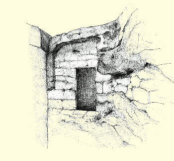 Casa-cueva en Pájara, Gímar, Tenerife. Dibujo de Ana Sáenz Sabaté.