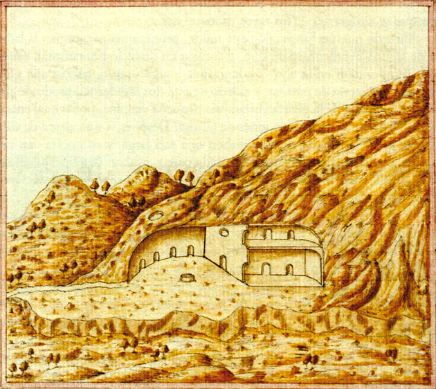 Casas de indígenas canarios. En Descripción e historia del reino de las Islas Canarias antes afortunadas con el parecer de sus fortificaciones. Leonardo Torriani, 1592.