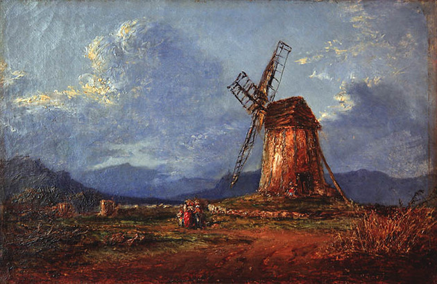 Molino de viento. Valentín Sanz. óleo sobre lienzo